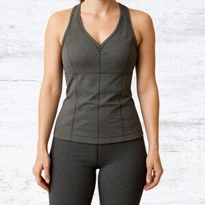 Athleta Gray Equator V-Neck Strappy Racerback Tank Top Athletic Activewear - XS